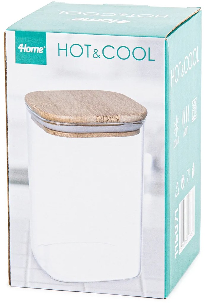 4Home Bamboo fedeles üveg tárolóedény, 950 ml, 950 ml