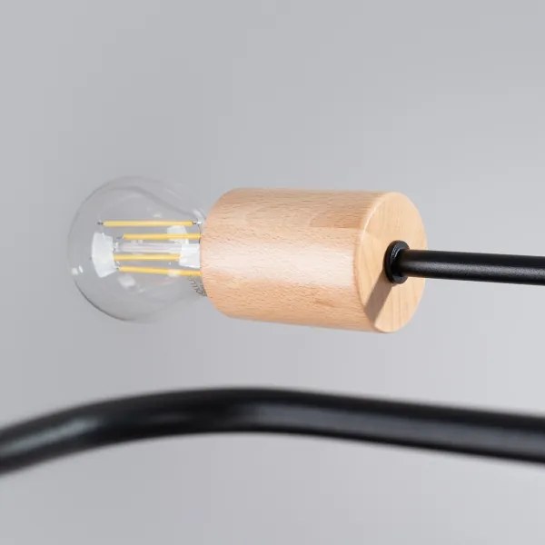 Sollux SL.1669 - Felületre szerelhető csillár TIMBO 4xE27/15W/230V fekete/bézs/bükkfa