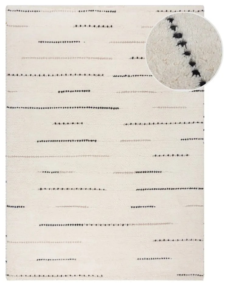 Krémszínű kézi szövésű gyapjú szőnyeg 120x170 cm Dottie Linear – Flair Rugs