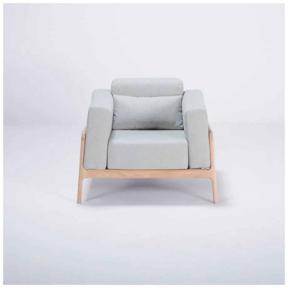 Fawn tölgyfa fotel kékesszürke szövet ülőrésszel - Gazzda