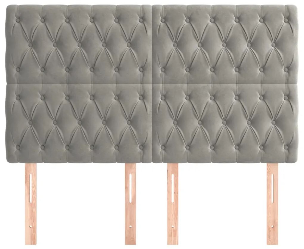 világosszürke bársony fejtámla 160x7x118/128 cm