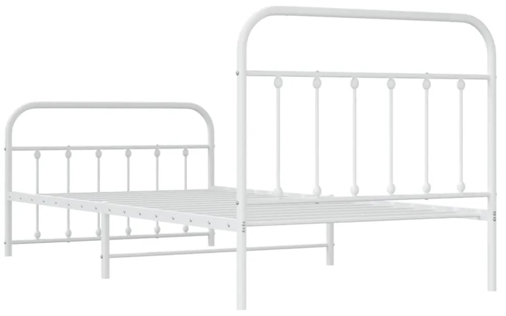 fehér fém ágykeret fej- és lábtámlával 107 x 203 cm