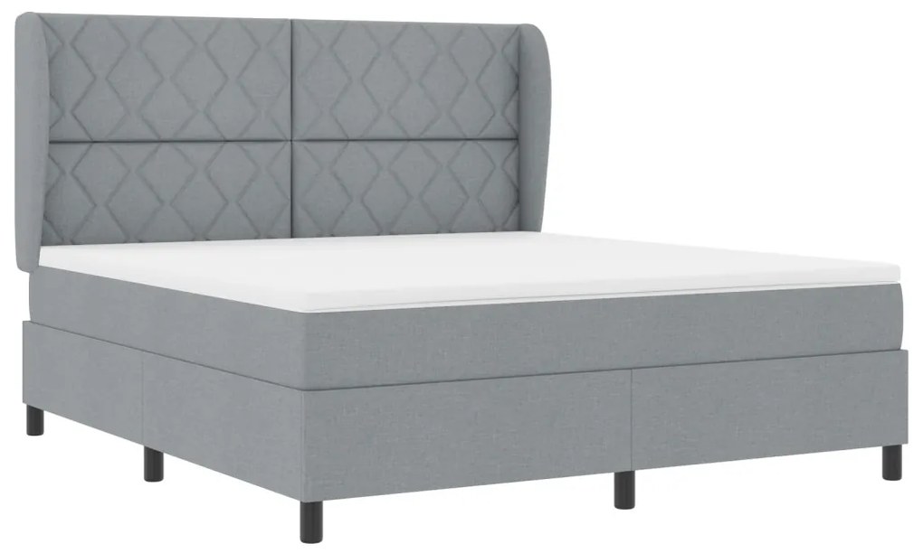 Boxspring Ágy Matraccal - Világosszürke, 180x200 cm, Anyag
