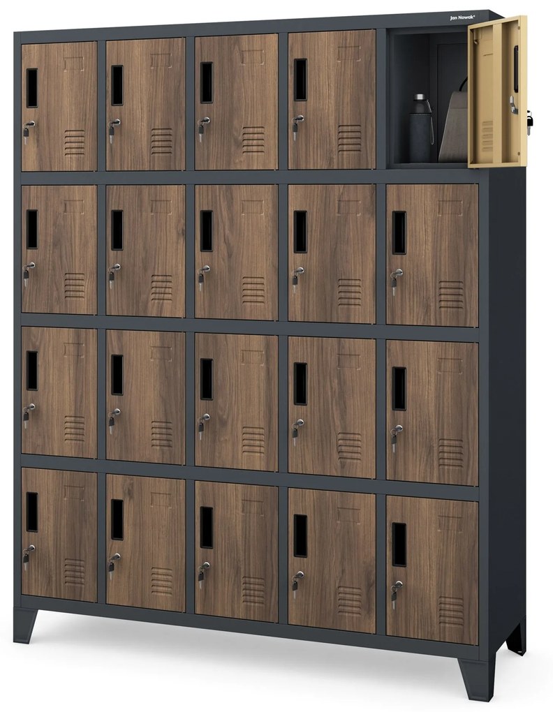 Rekeszes szekrény ROBERT, 1360 x 1720 x 450 mm, Eco Design: antracit/ diófa színben