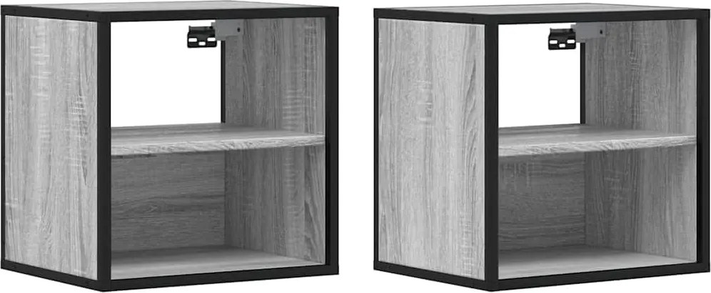 vidaXL 2 db szürke sonoma színű fali éjjeliszekrény 40 x 31 x 39,5 cm