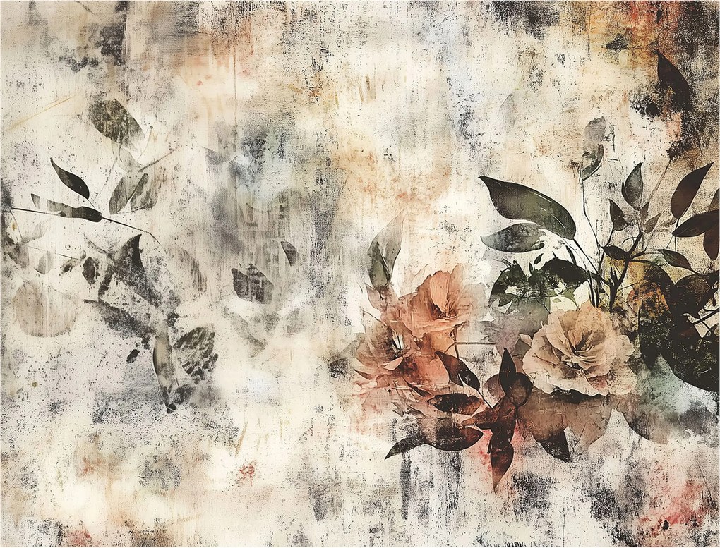 Fotótapéta Virágok Vintage Beton Bézs Hálószoba Nappali Tapéta 400x280