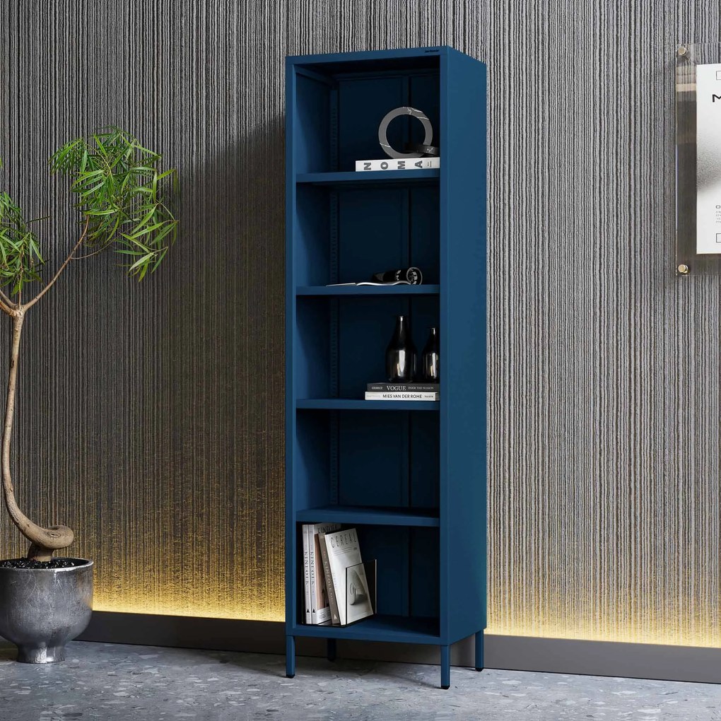 Könyvespolc MARIO, 500 x 1800 x 350 mm, Modern: sötétkék