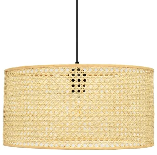 Csillár zsinóron ALBA 1xE27/15W/230V á. 40 cm rattan/fekete