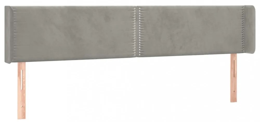 világosszürke bársony LED-es fejtámla 163 x 16 x 78/88 cm