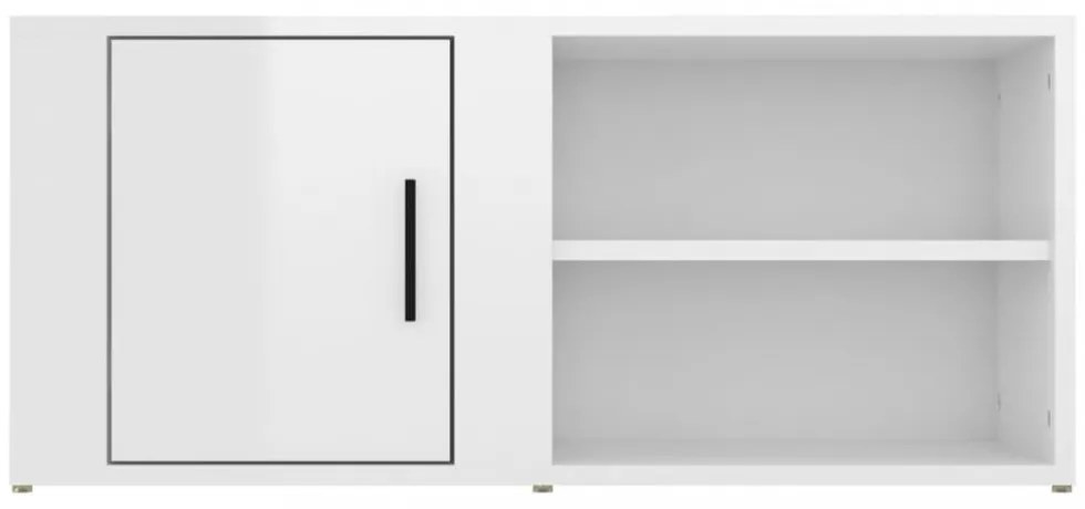 2 db magasfényű fehér szerelt fa TV-szekrény 80x31,5x36 cm