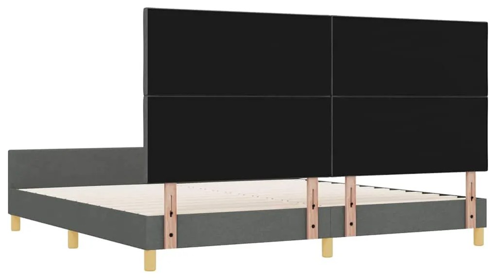 Ágykeret fejtámlával Sötétszürke 200 x 200 cm szövet