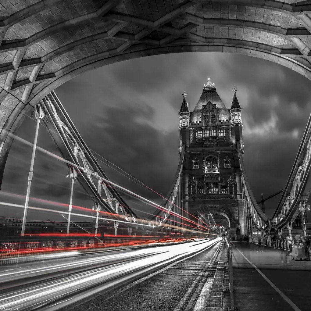 Poszter 30x30cm Hídtorony fénycsíkokkal, Assaf Frank