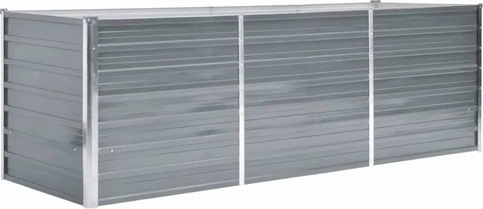 vidaXL szürke horganyzott acél kerti magaságyás 240 x 80 x 77 cm