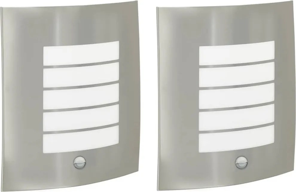 vidaXL Kültéri Fali Lámpa 2 pcs Ezüst 23.5 x 9 x 26 cm