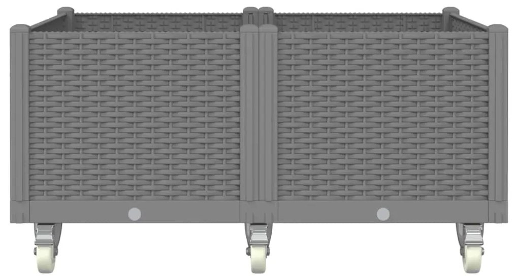 vidaXL világosszürke PP rácsos kerekes ültetőláda 100 x 80 x 54 cm