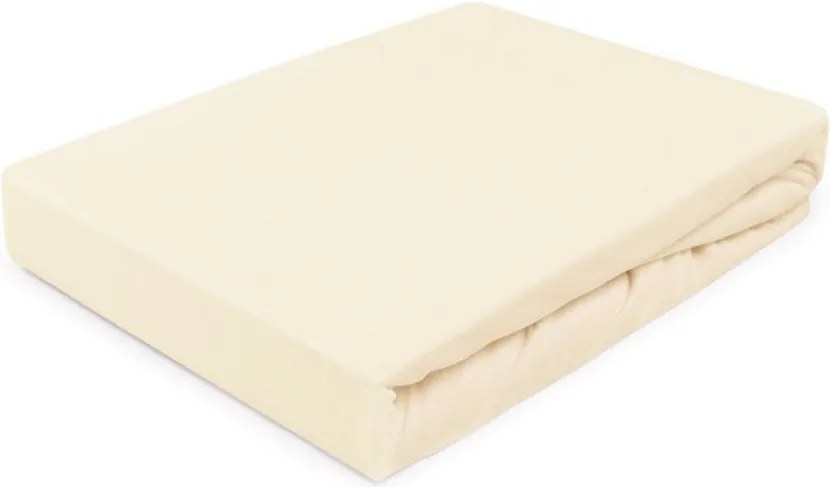 Krémszínű Jersey gumis lepedő 160x200 cm Lengyel Gyártó