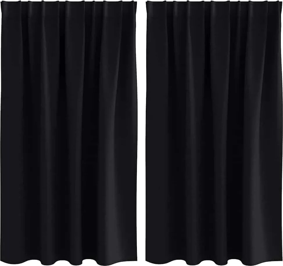 vidaXL Fekete Függöny Gyűrűkkel 2 pcs Fekete 140 x 140 cm Poliészter