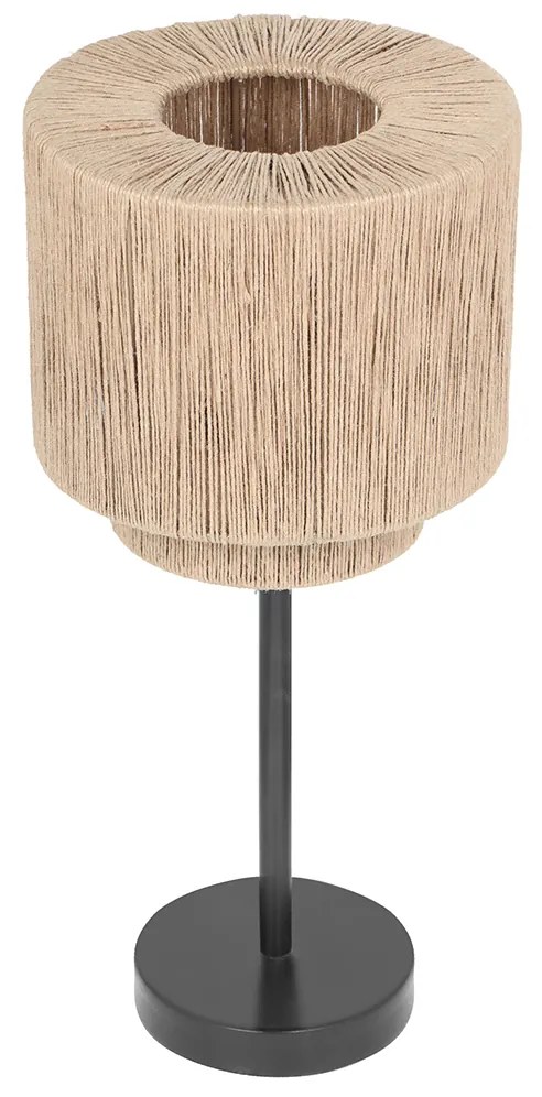 Japandi asztali lámpa fekete barna kötéllel - Smilla