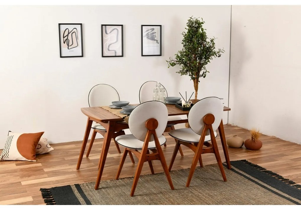 Touch Cream and Walnut étkezőszék szett, 2 db