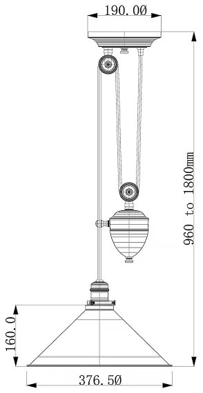 Elstead PV-P-AGB - Csillár zsinóron PROVENCE 1xE27/100W/230V sárgaréz