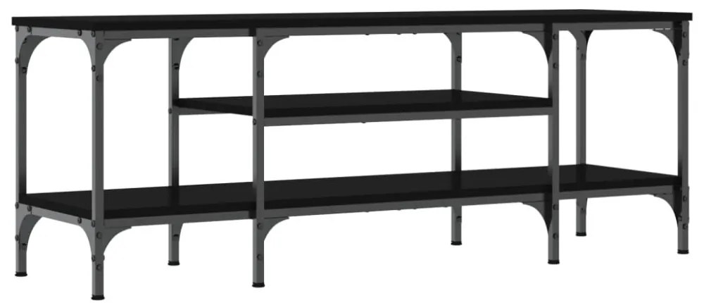 fekete szerelt fa és vas TV-szekrény 121x35x45 cm