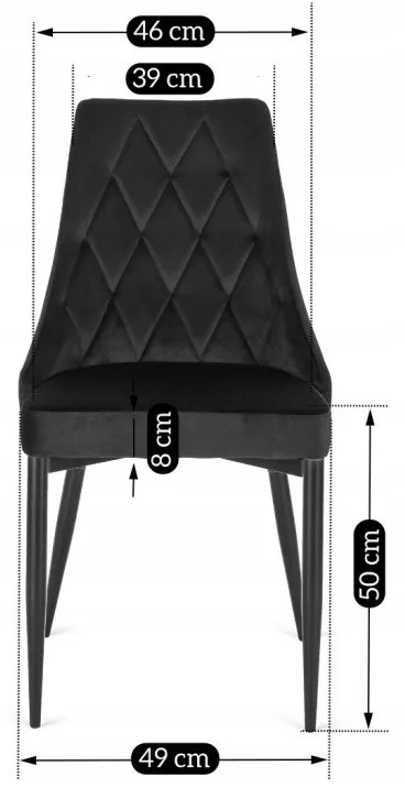 Scaun de sufragerie elegant, catifea neagră. EMPOLI