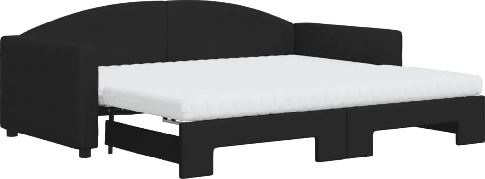 vidaXL fekete kihúzható szövet heverő matracokkal 90 x 190 cm