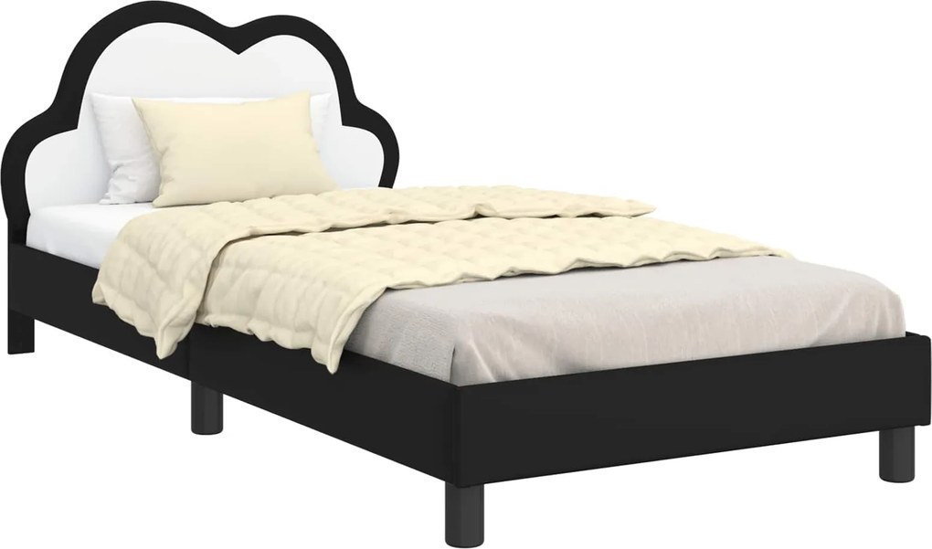 vidaXL Ágykeret fejtámlával Fekete 90 x 190 cm PU
