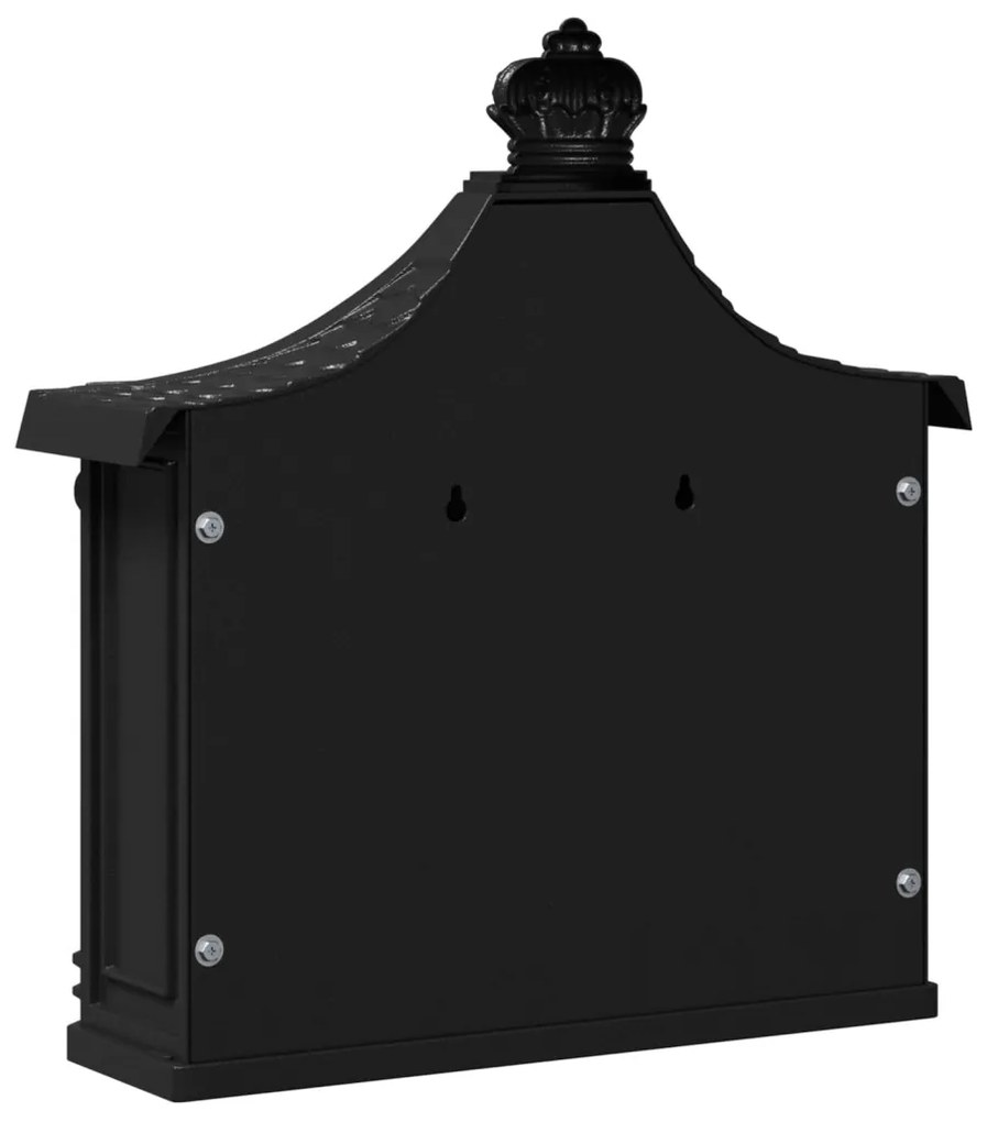vidaXL Fali Postafiók Fekete 40.5 x 15.5 x 44 cm Öntött alumínium