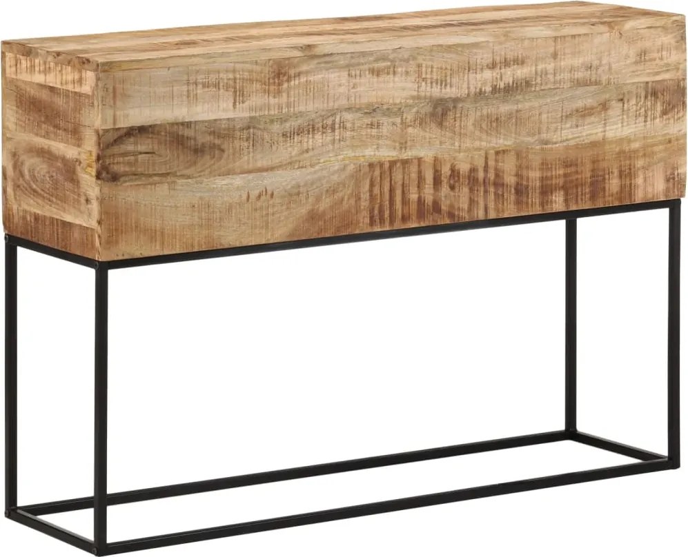 vidaXL tömör nyers mangófa és vas tálalóasztal 110 x 30 x 75 cm