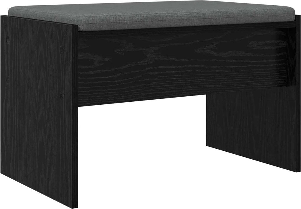 vidaXL Előtér pad párnával Fekete tölgy 63 x 38 x 40 cm