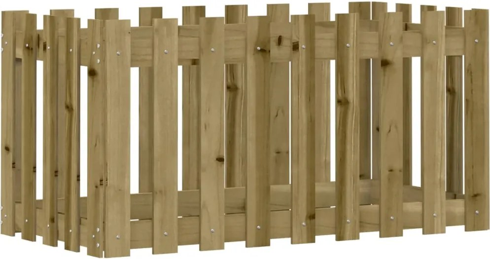 vidaXL impregnált fenyőfa kerti magaságyás kerítéssel 100x50x50 cm