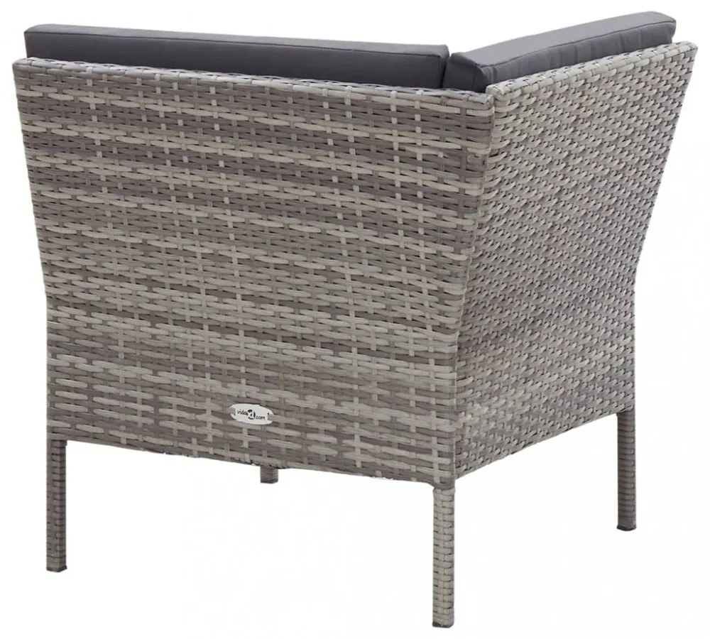 vidaXL 3-részes szürke polyrattan kerti ülőgarnitúra párnákkal