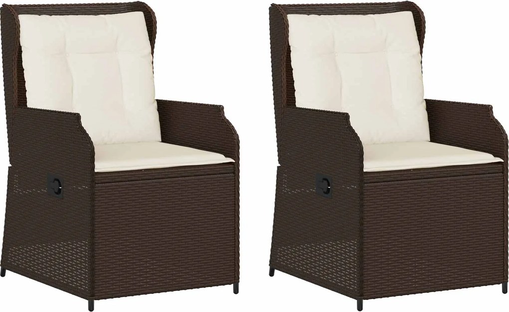 vidaXL Kerti pad 2 pcs Barna polirattan
