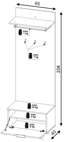 Előszobafal KLEO barna/grafit