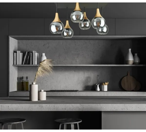 Felületre szerelhető csillár SOMA 6xE27/60W/230V fekete/arany/füstös fekete