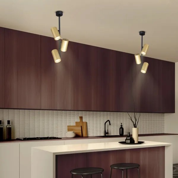 Brilagi - Csillár rúdon SELE VERTICAL 3xGU10/30W/230V fekete/arany