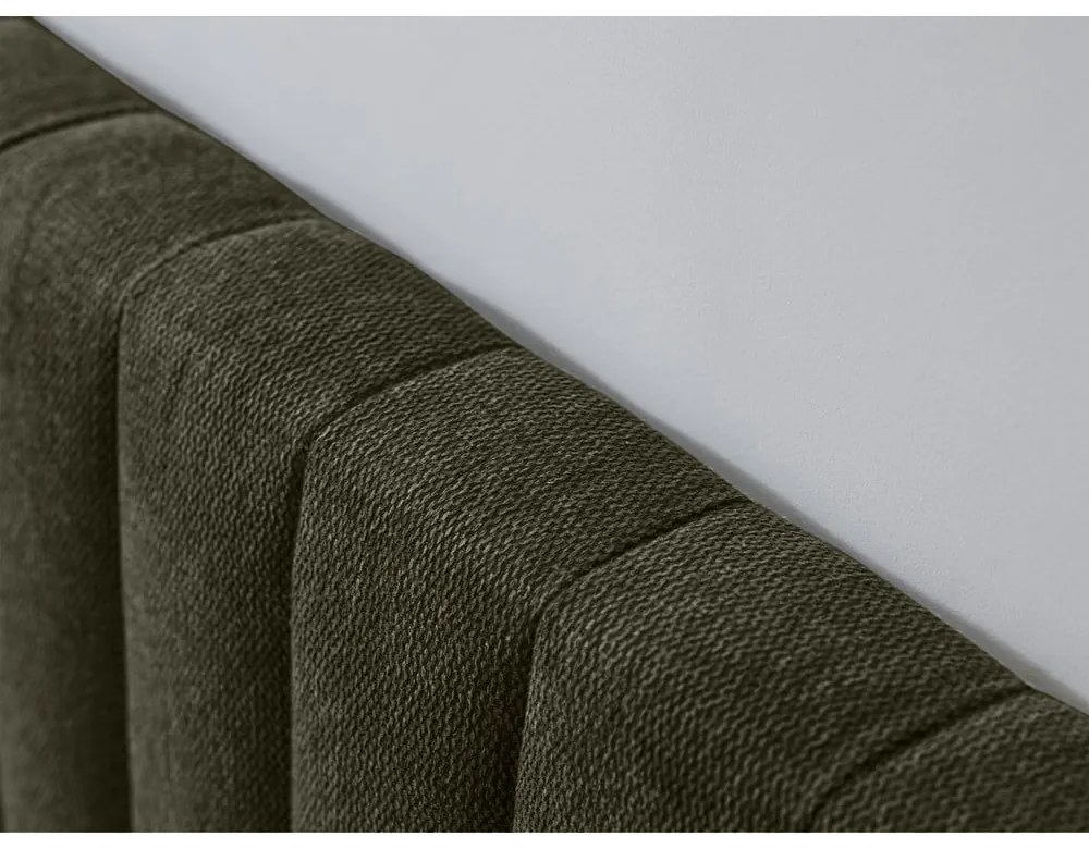 Sötétzöld-natúr színű franciaágy ágyráccsal 180x200 cm Oceane – Bobochic Paris