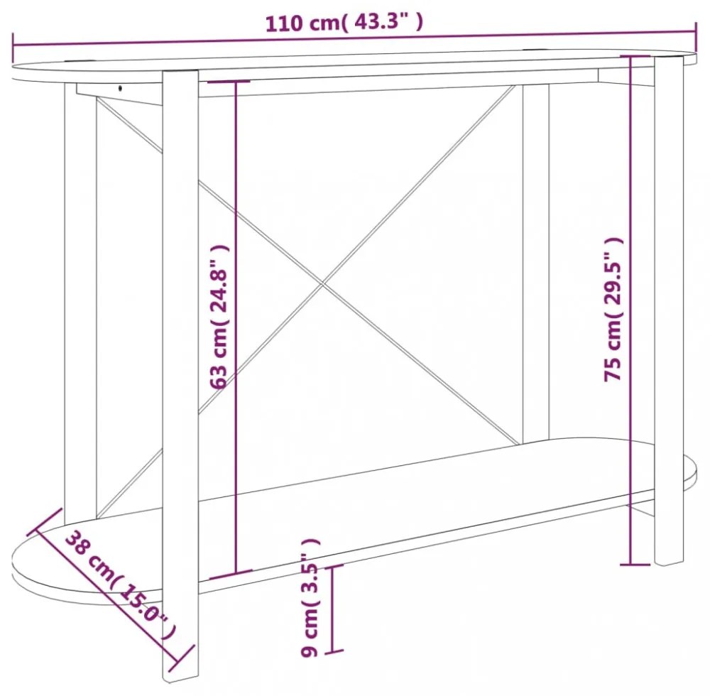 fehér szerelt fa tálalóasztal 110x38x75 cm
