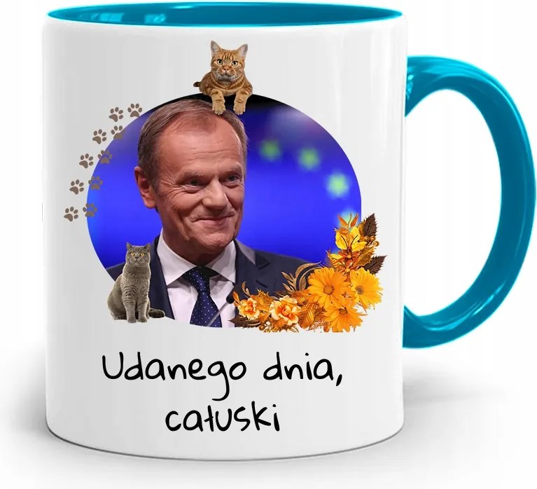 Donald Tusk Kék Bögre Platform Ajándék fényképes nyomtatással