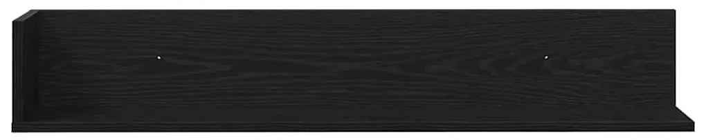 2 db fekete szerelt fa fali polc 100 x 16,5 x 16,5 cm