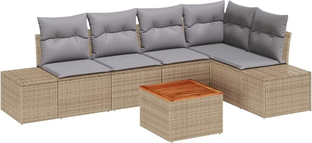 vidaXL Kerti Kanapé Szett 6 pcs Beige és Világosszürke polirattan