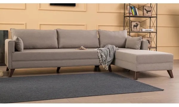 KORFU L-alakú jobb oldali sarokülőgarnitúra, krémszínű