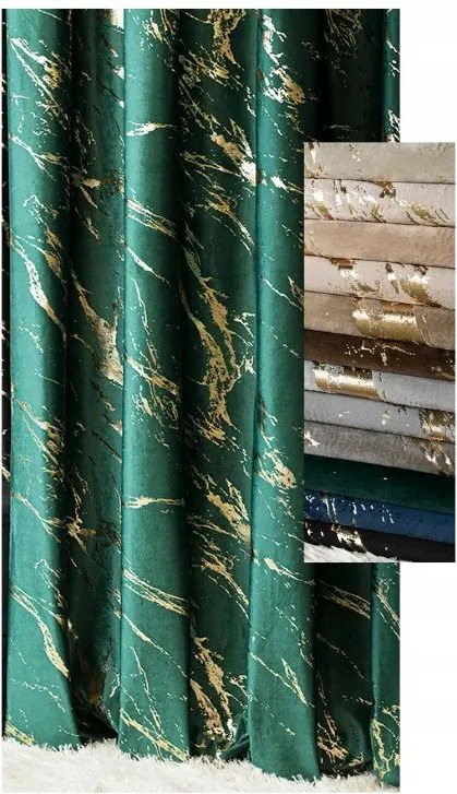 Függöny Velvet Bársony Színek Nyomtatott Arany Elegáns Szalaggal Sz. 320x140