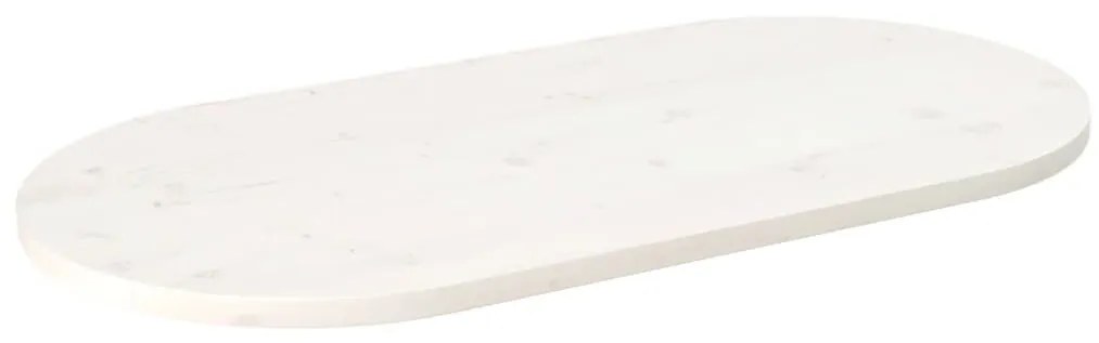 fehér tömör fenyőfa ovális asztallap 110x55x2,5 cm