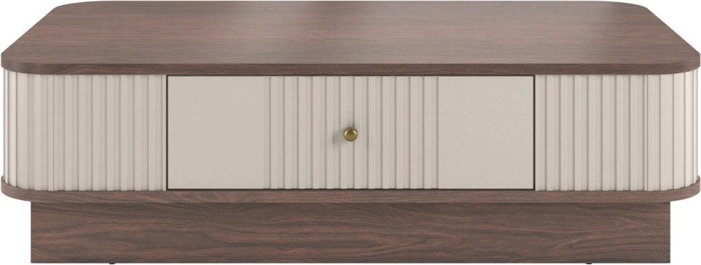 Vesper dohányzóasztal 103x60 cm fiókkal - kasmír / dió / arany fogantyú