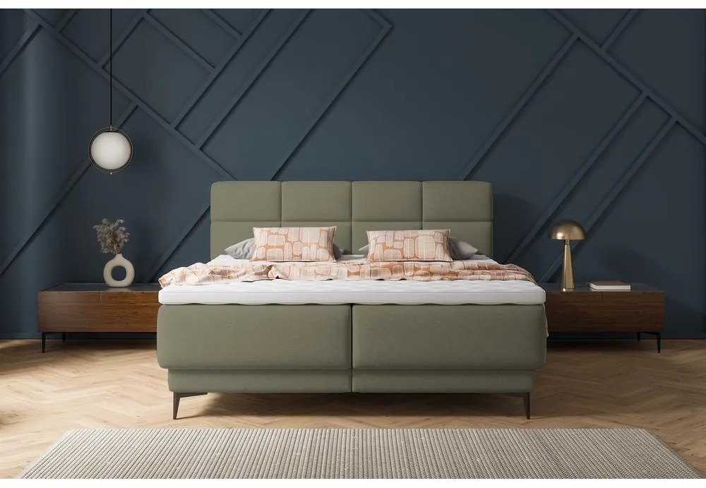 Kontinentális franciaágy 180 cm Riviera 180 (ágyráccsal és matraccal) (tárolóhellyel) (zöld + fekete). 1099640