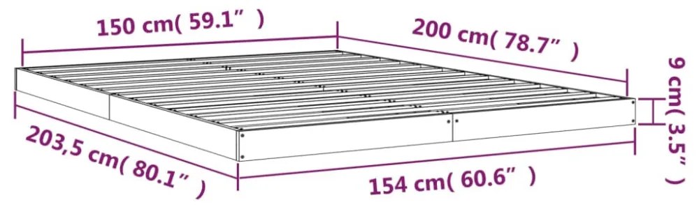 tömör fenyőfa ágykeret 150 x 200 cm King Size