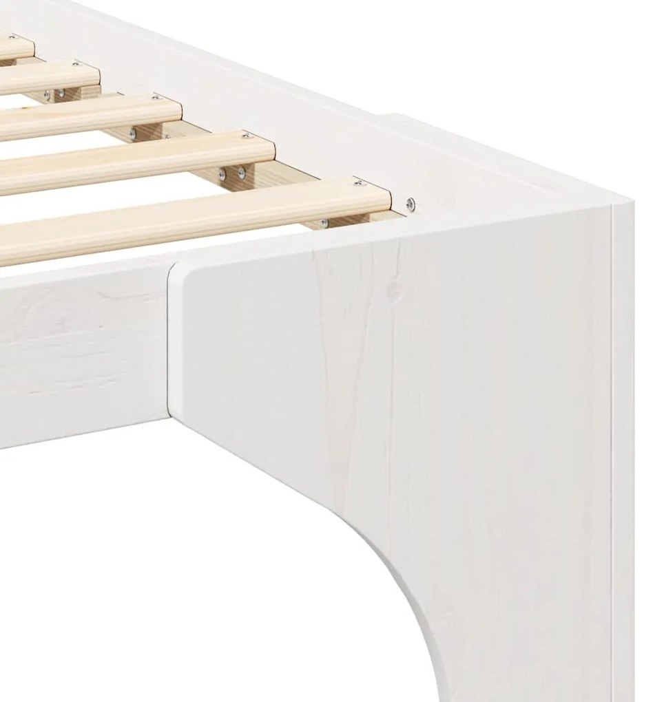 Földi ágykeret tárolóval Fehér 80 x 200 cm Tömör fenyőfa