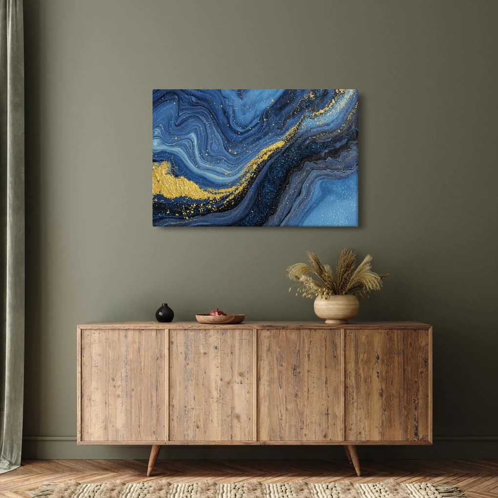 Kép - Kék-arany absztrakció (90x60 cm)